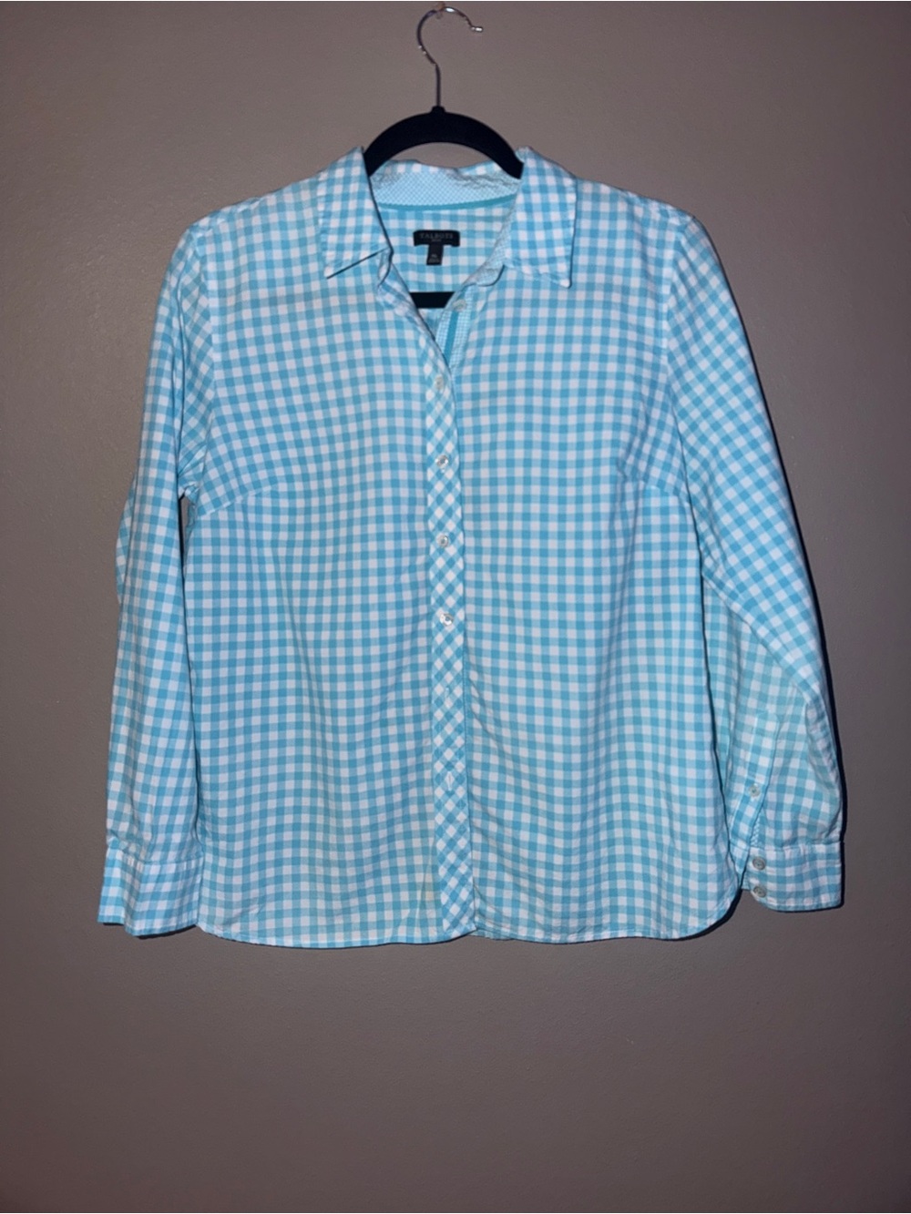 Talbots Light Blue and White Gingham Button-Down Shirt